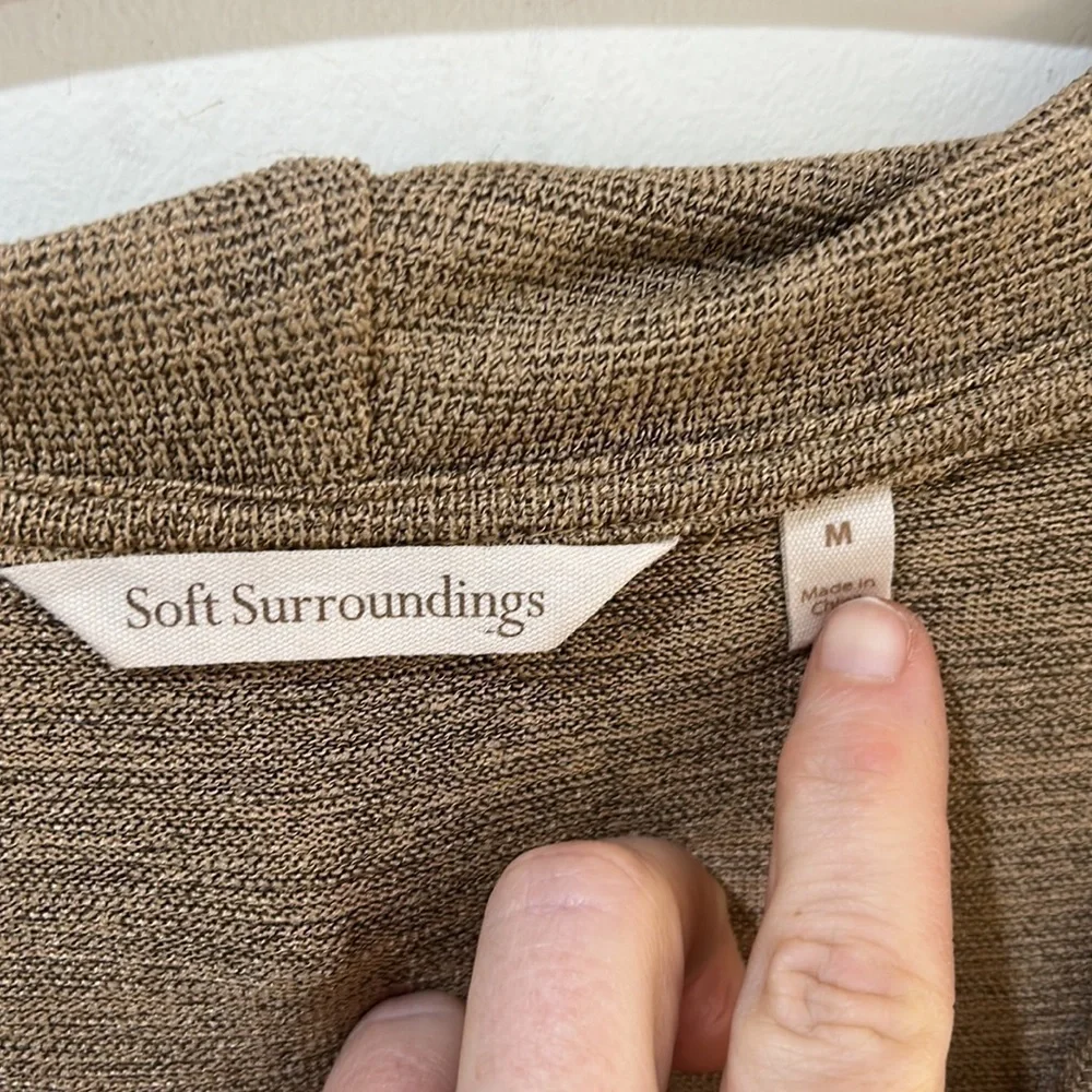 SOFT SURROUNDINGS Kerry Cowl Neck Sleeveless Knit Dress Tan Size Medium